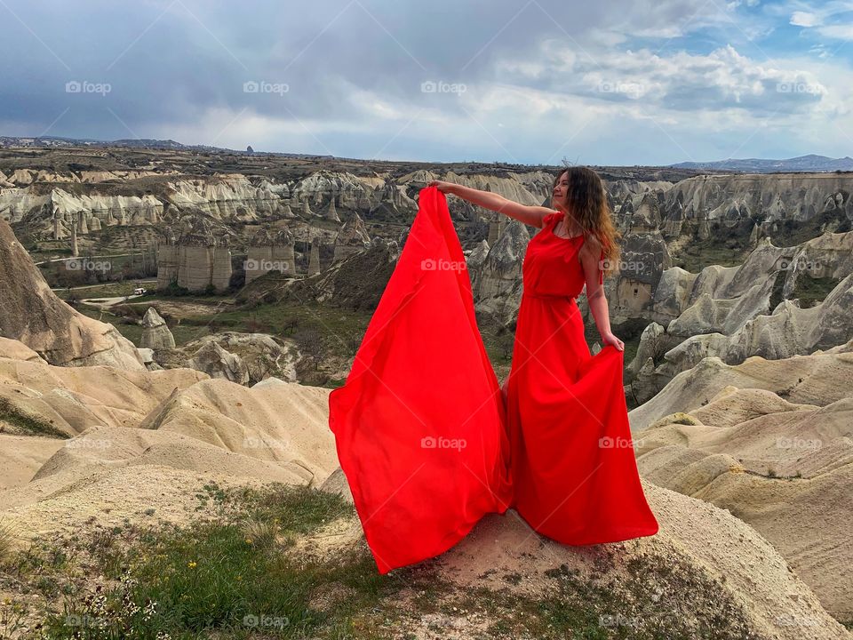 Lady in red in Cappadocia 