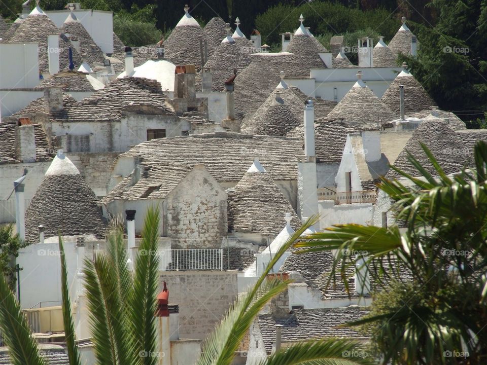 Houses. Italian trulli-stone, cylinder like houses. Pulia region