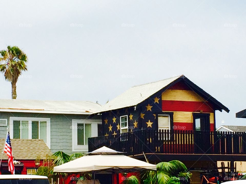 US flag on house 