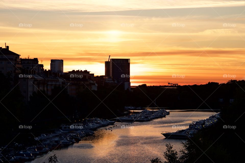 Sunset over Stockholm . Sunset over Stockholm 