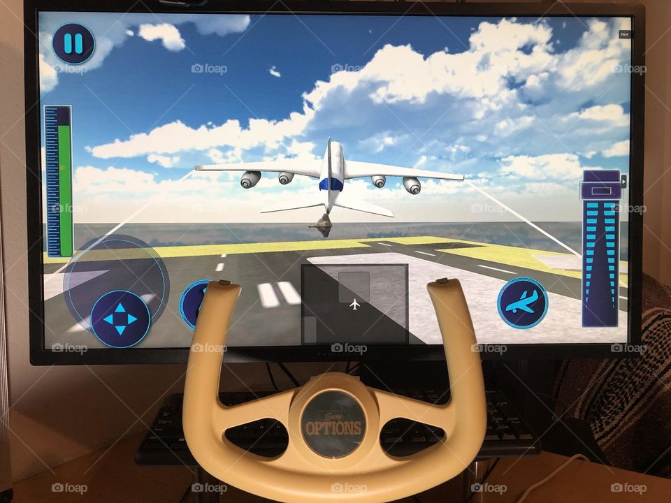 Favorite video game Flight Simulator with flight yoke