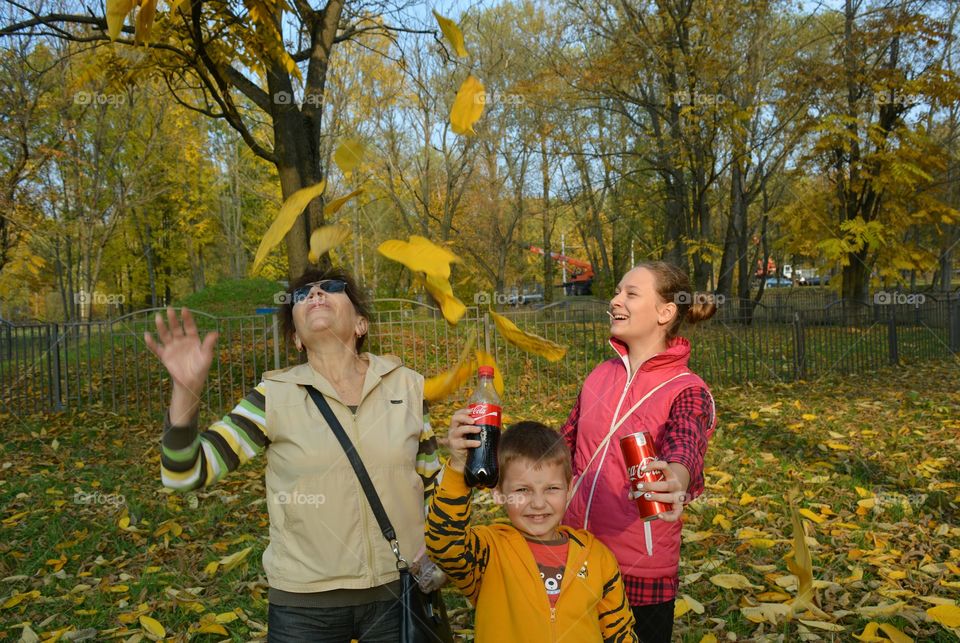 family in autumn park