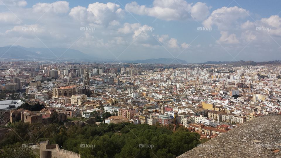 Huge city of Malaga, Spain
