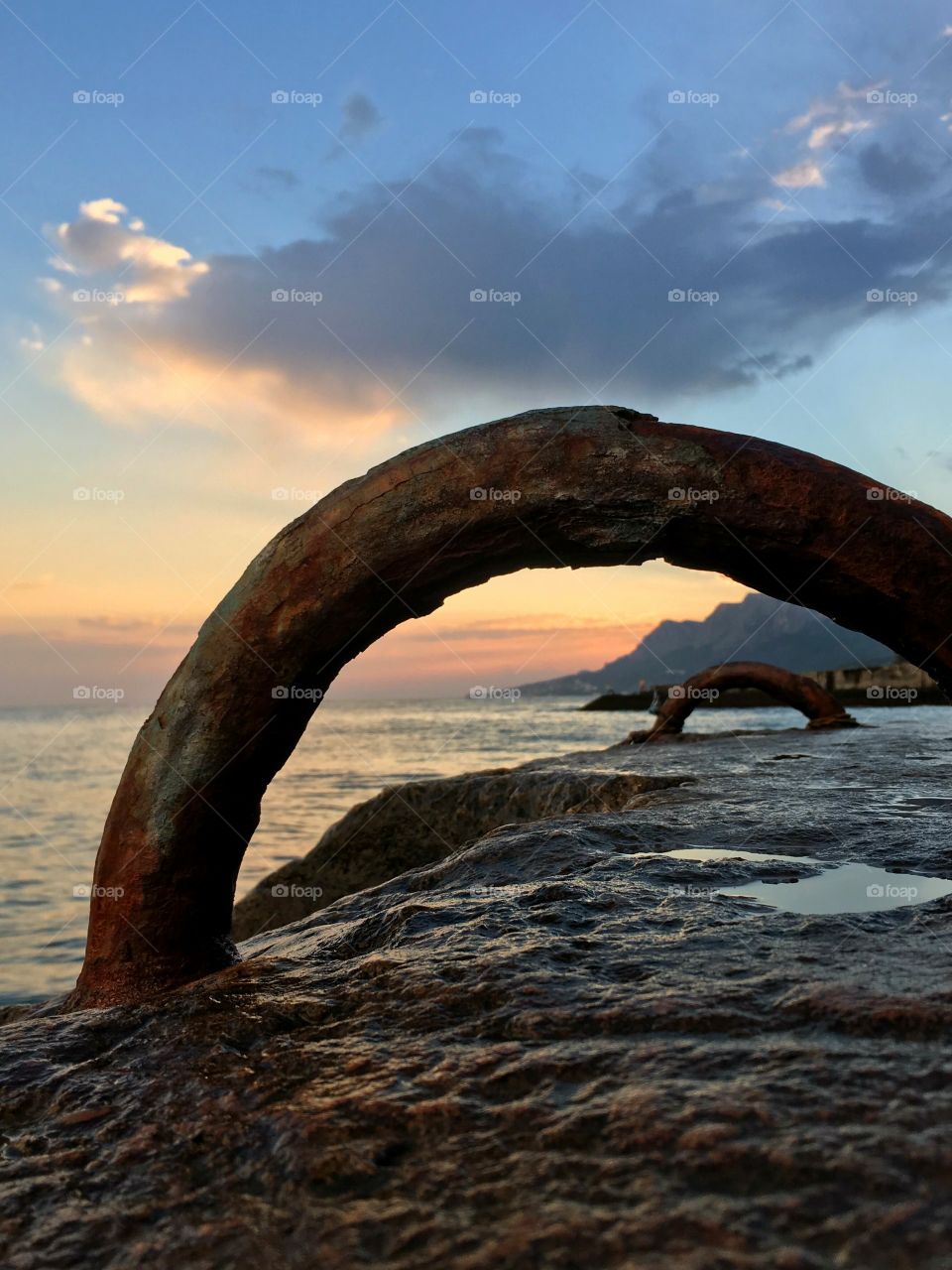 Sunset on the sea from the low angle.