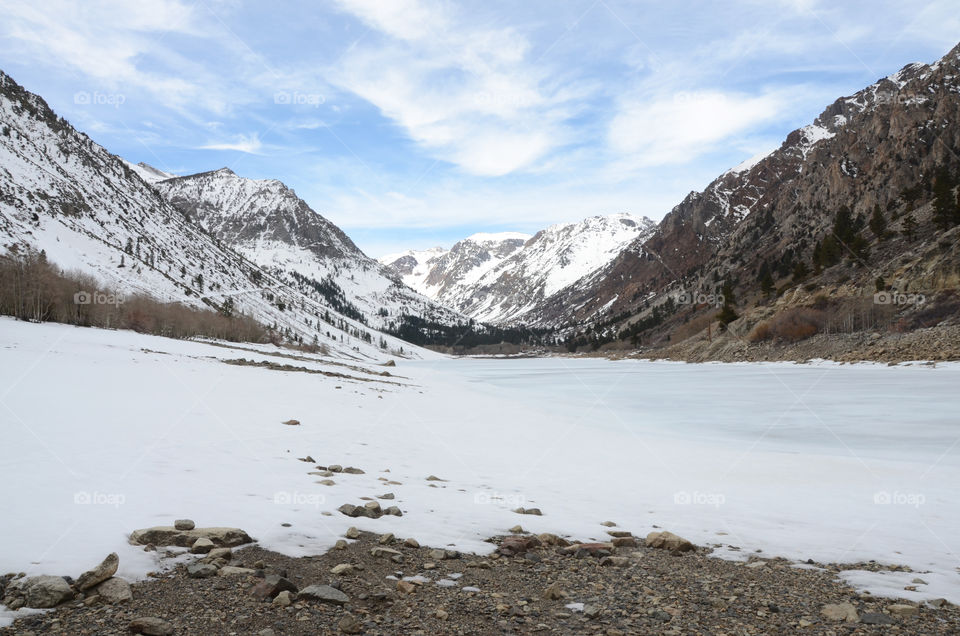 A walk along the trail at Lundy Lake in Northern California during late winter!