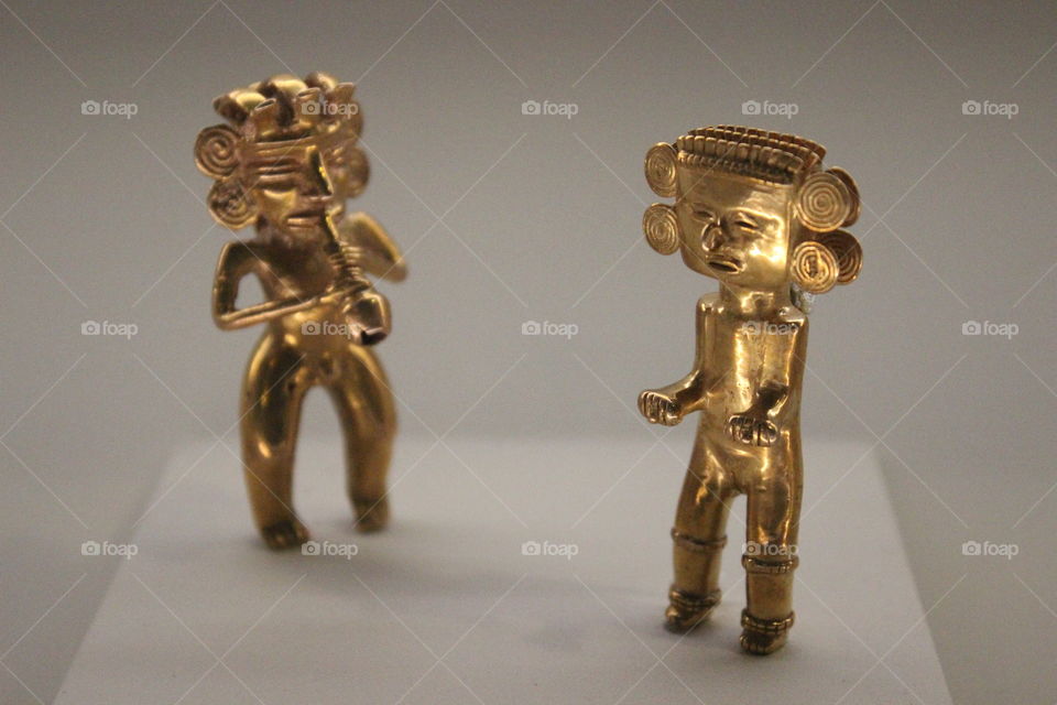 Gold figurines that are from pre Columbian times in Costa Rica