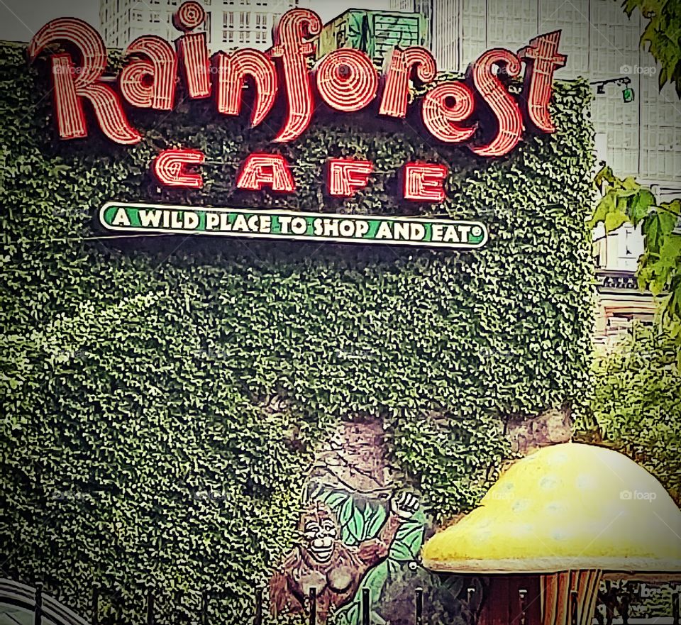 outside the Rainforest Cafe