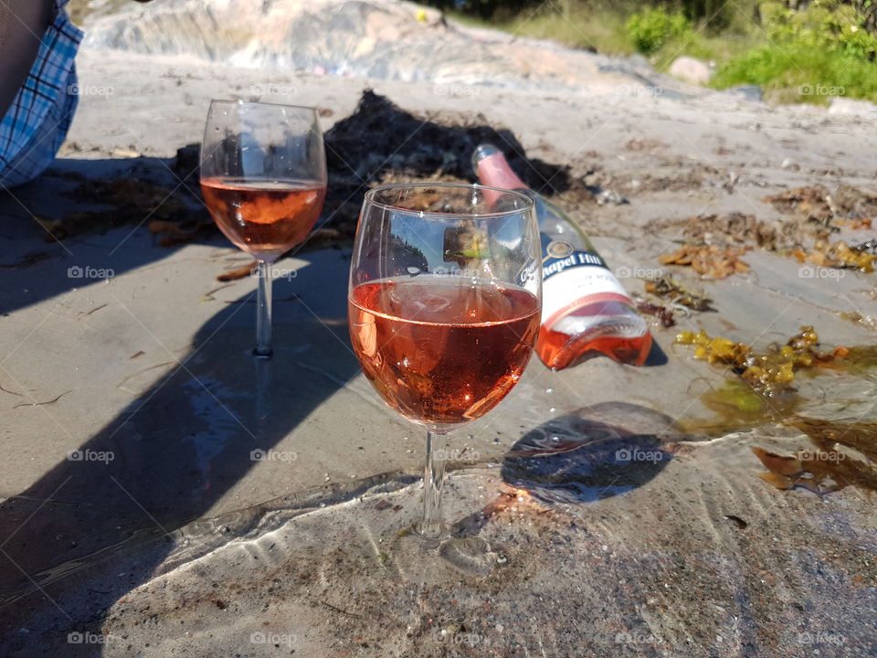 Wine at the beach