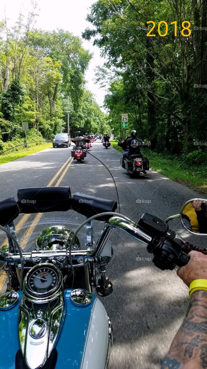 Summer is here! Get your motorcycle out, shine it up & go for a ride with friends. Wear helmets, goggles & leathers and ride on back roads.