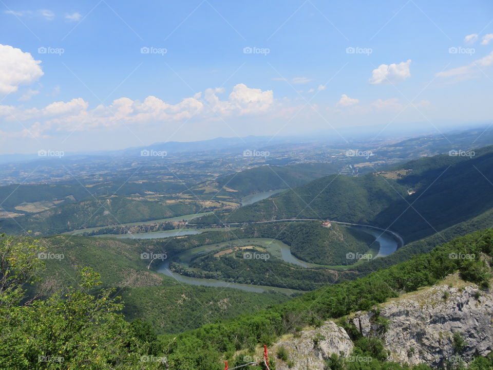 River meandres in a valley