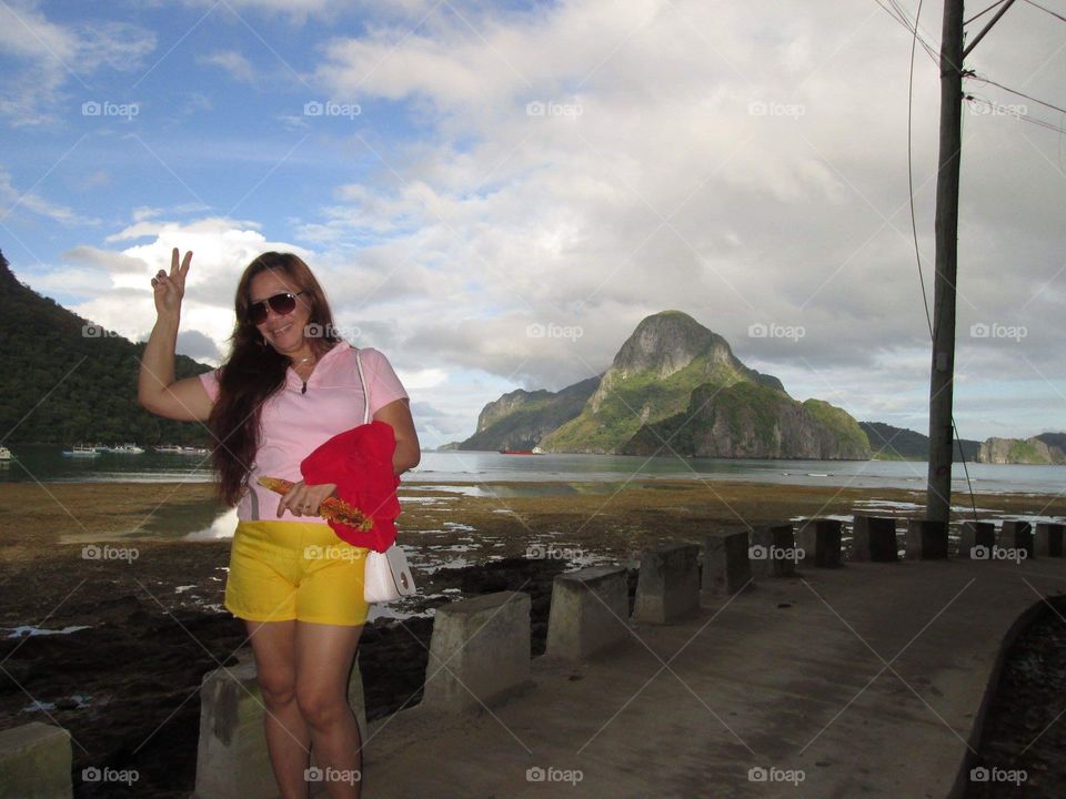 Pixs in a mountain background