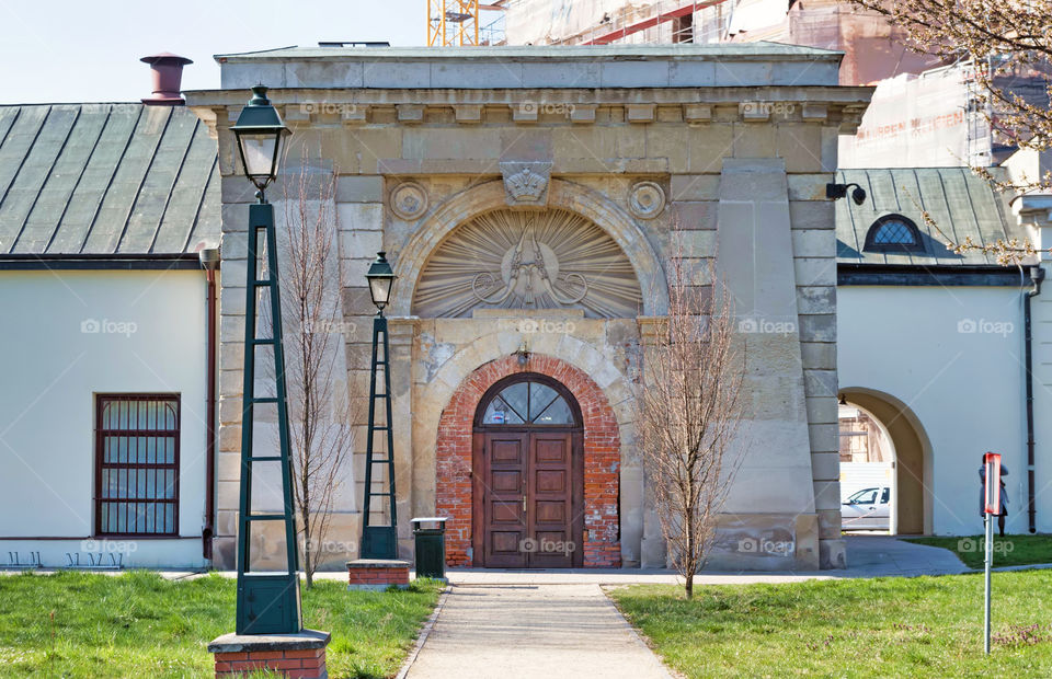 Entrance of historic building.