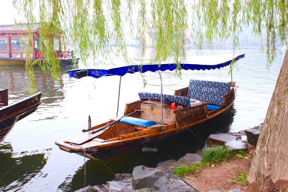 A little boat on a big lake 