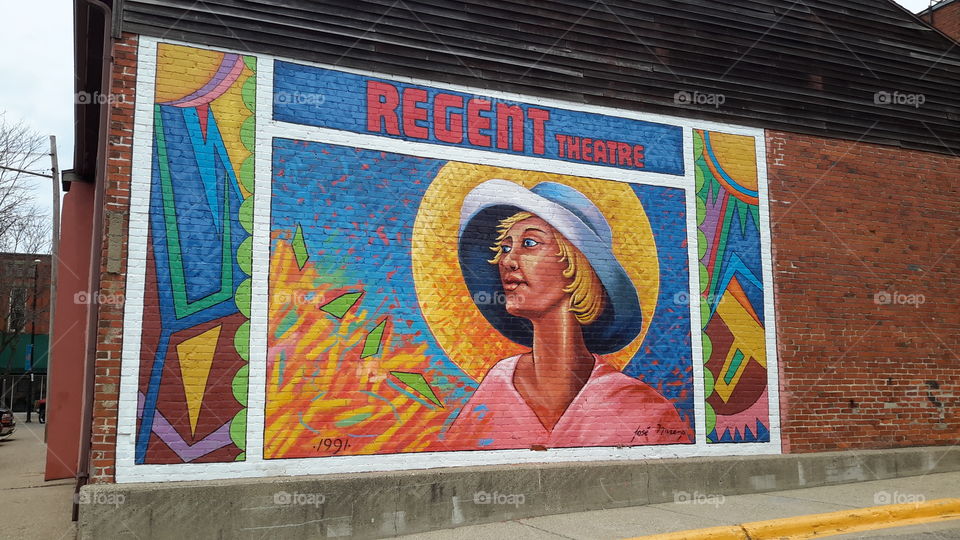 graffiti. graffiti on the back of the movie theater