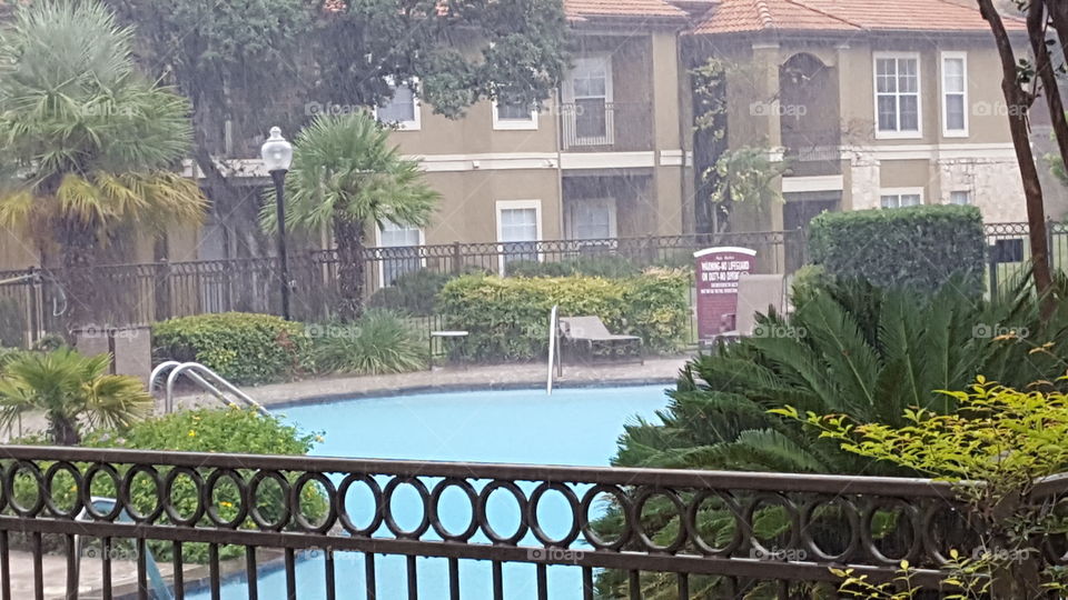 Rain by the pool