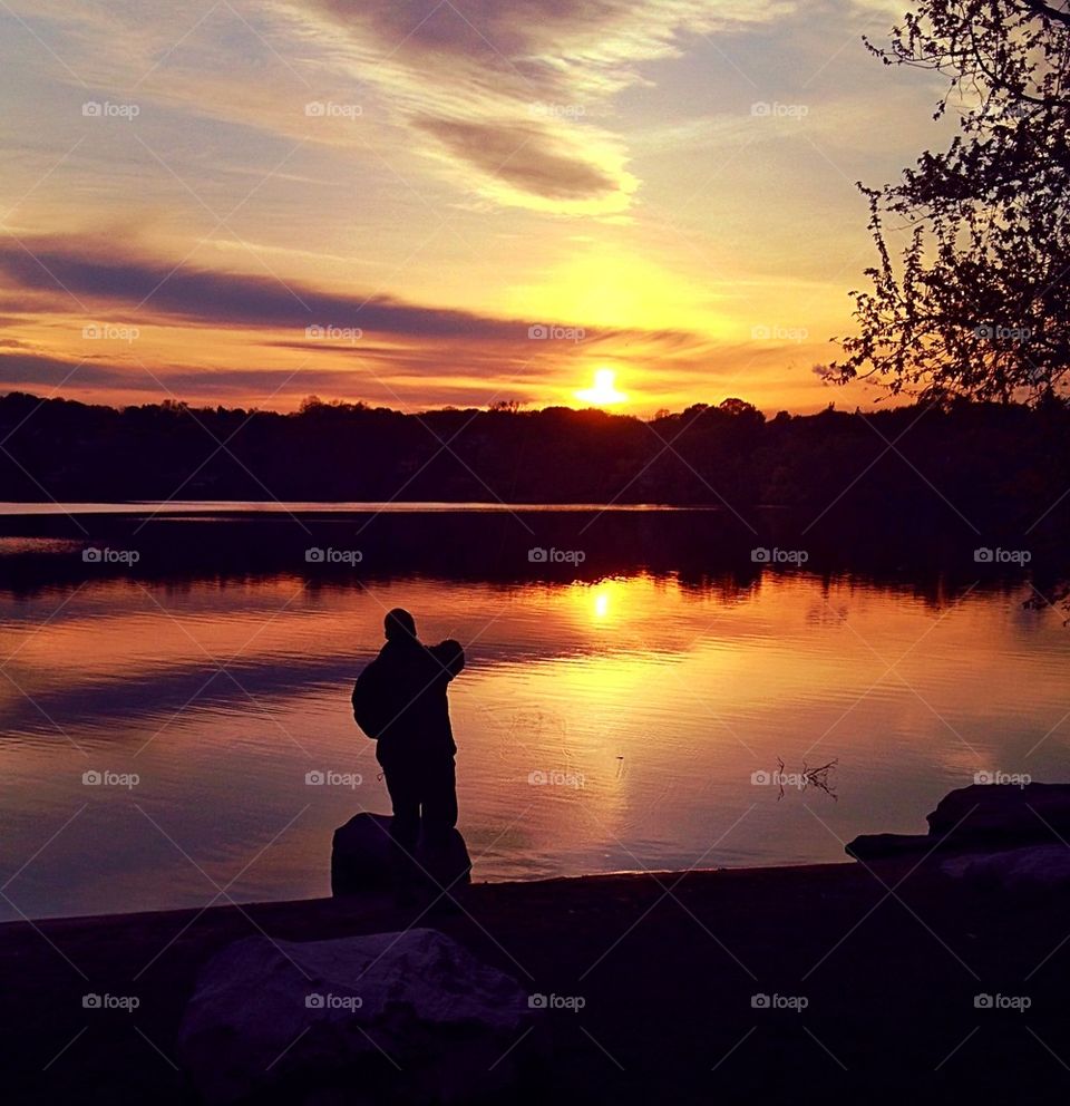 Fishing at sunset