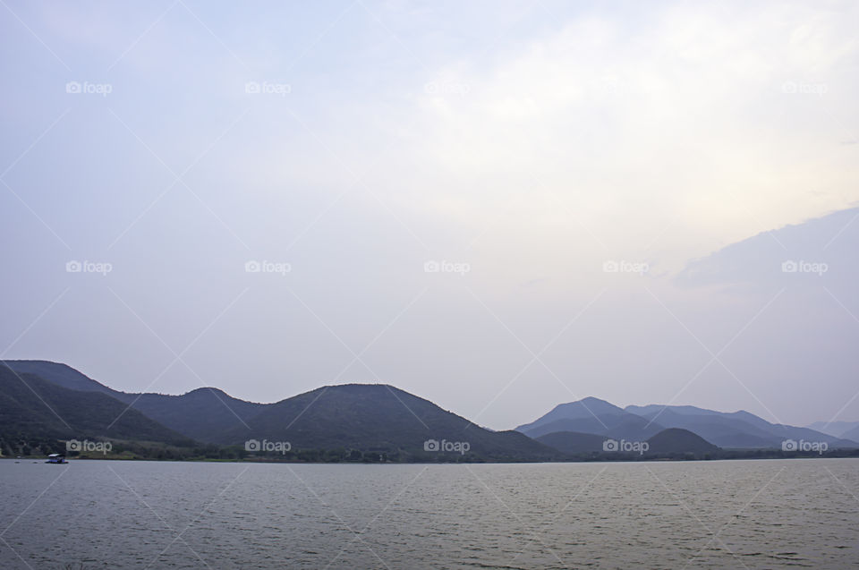 The beauty of the sky and the water at Khong Bung Dam ,Prachuap khiri Khani in Thailand.