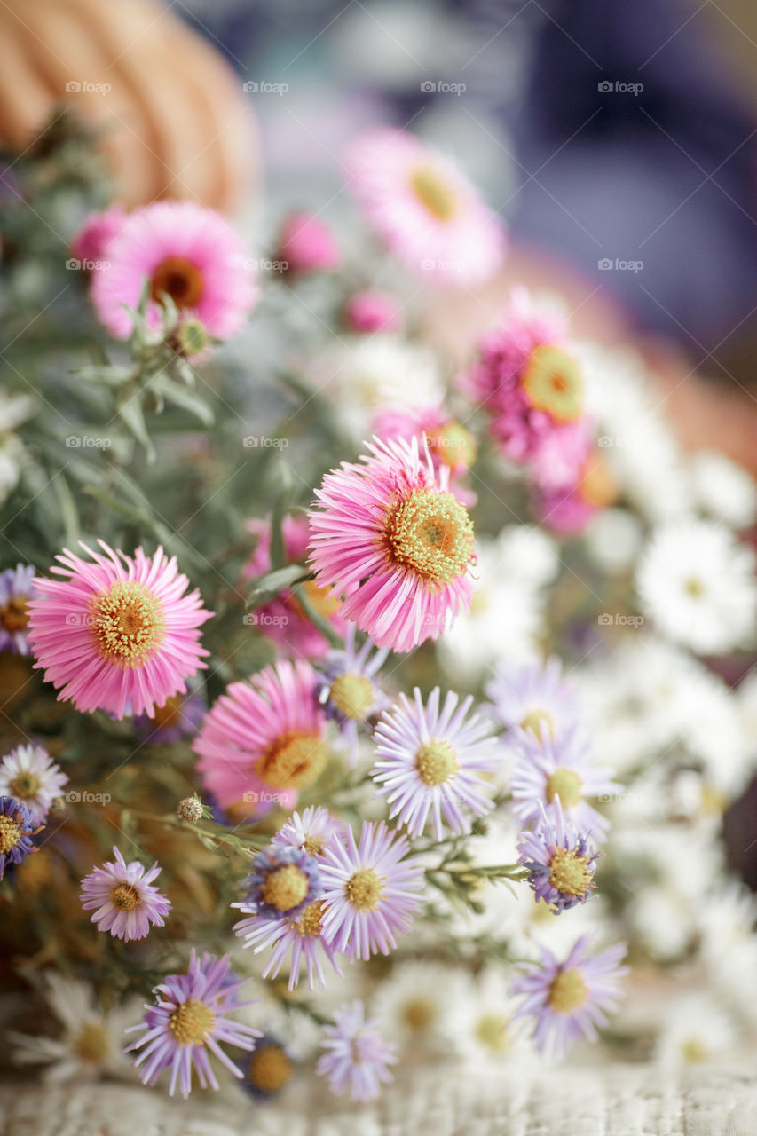 bouquet of autumn flowers at home