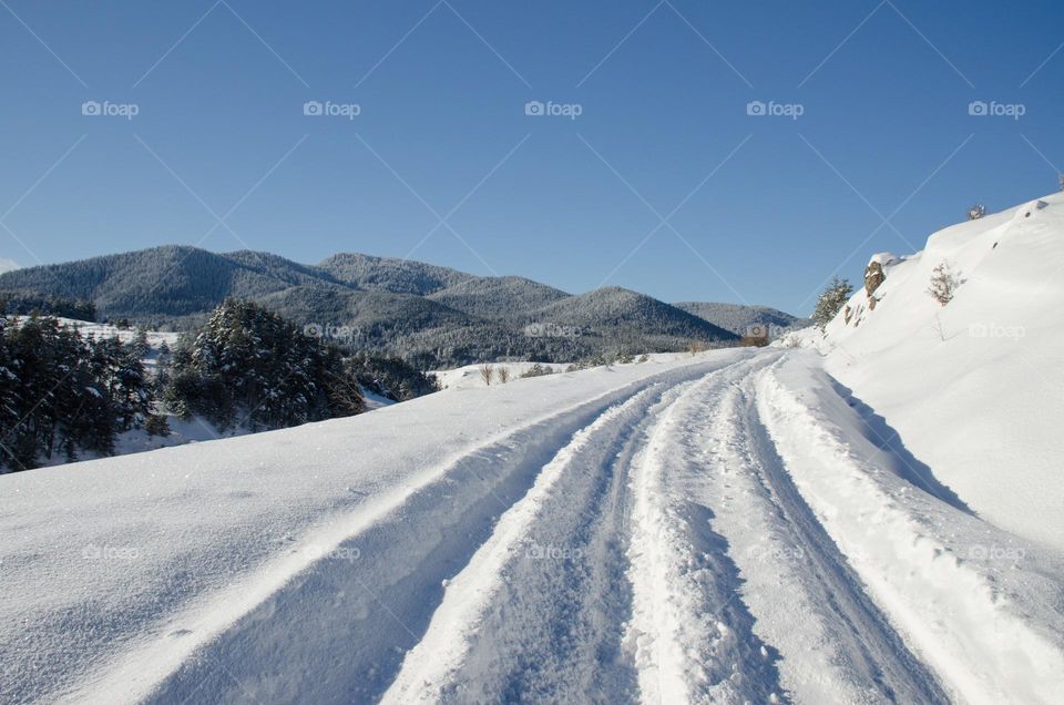 On the road in the winter