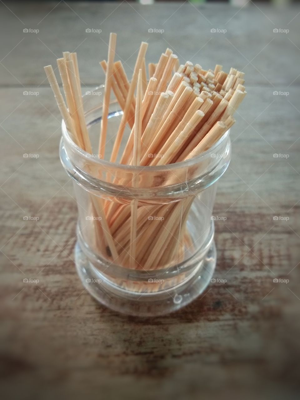 bamboo toothpicks in acrylic glass