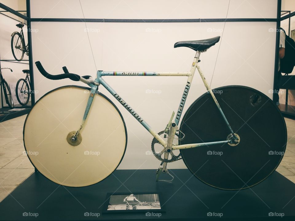 Takhion - soviet iconic vintage track bicycle on the bicycle exhibition in Moscow, Russia