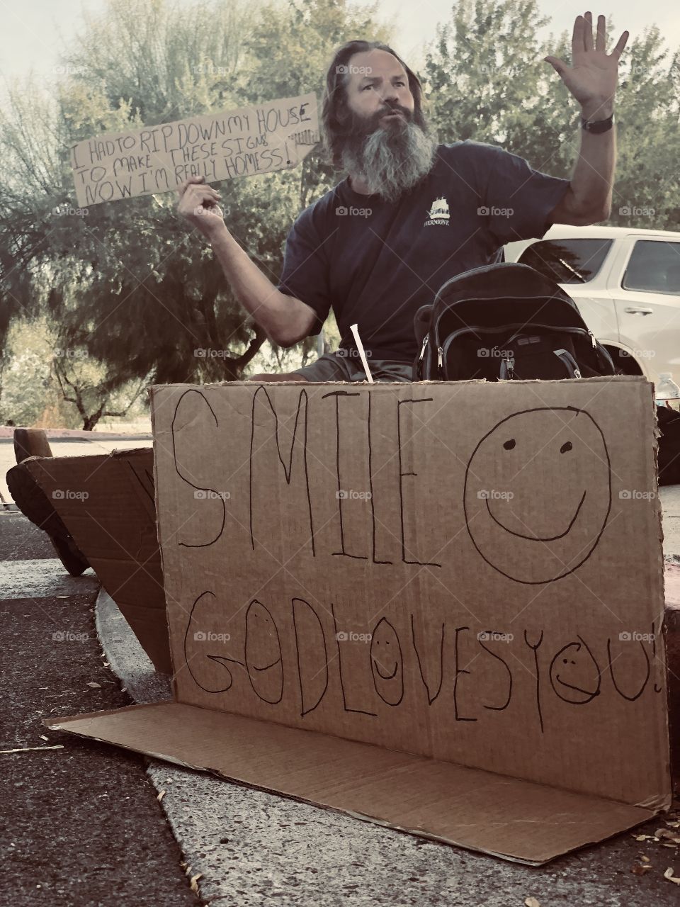 Smile God Loves You! The homeless life is a life of intrigue, worry, freedom, fear, happiness, social status, and comfort levels. 