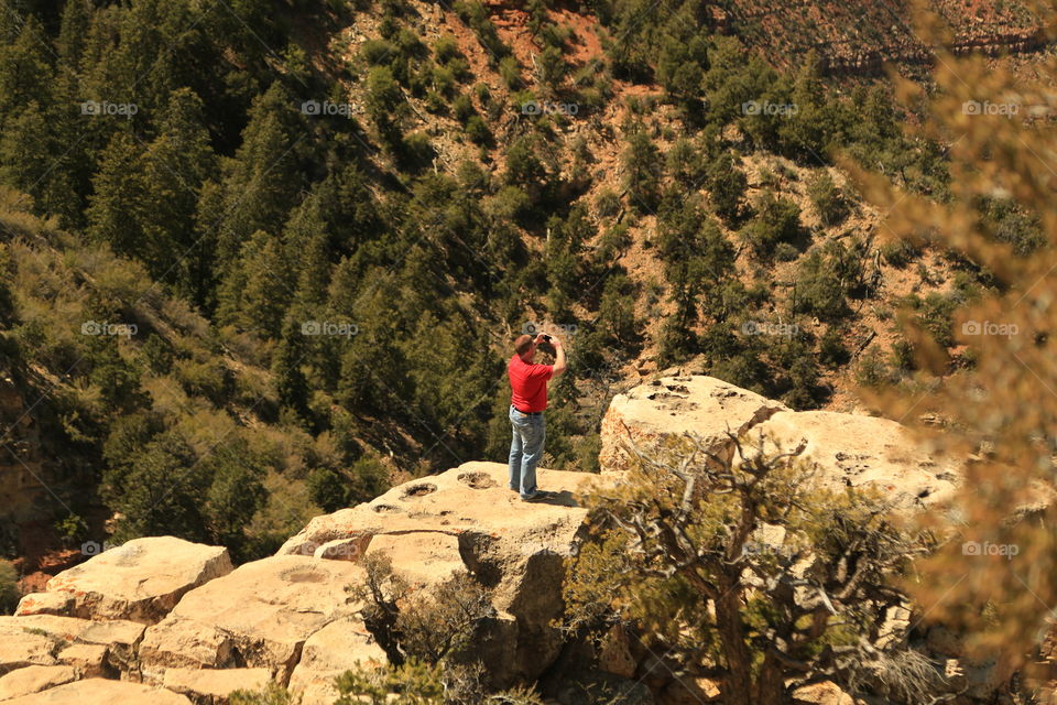 Taking his best shot. The Grand Canyon Arizona