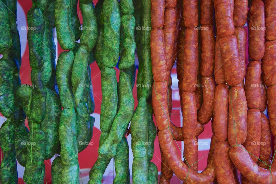Close-up of sausages