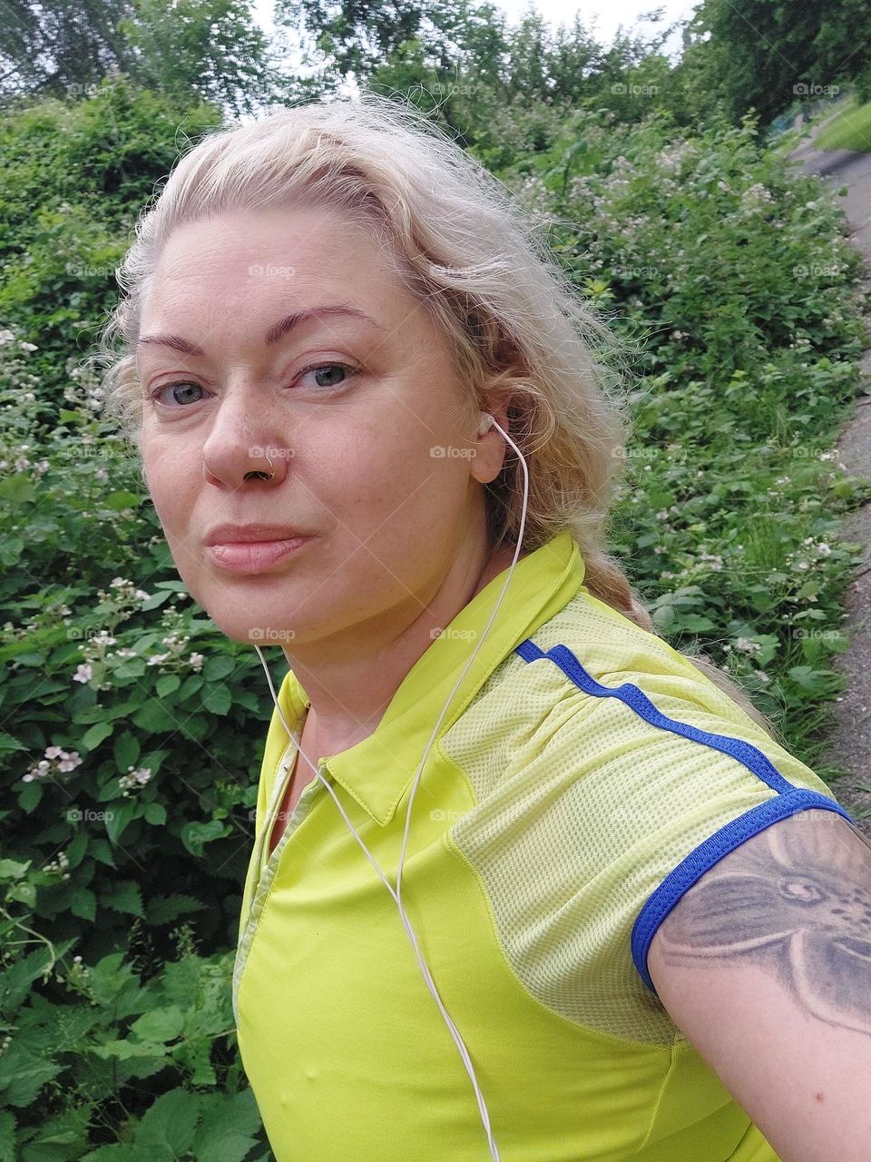 Selfie of a woman hiking outdoors