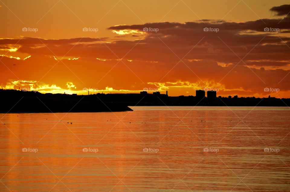 View of beach during sunset