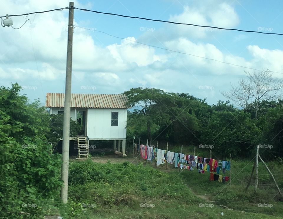 Laundry day in a remote village in South America 