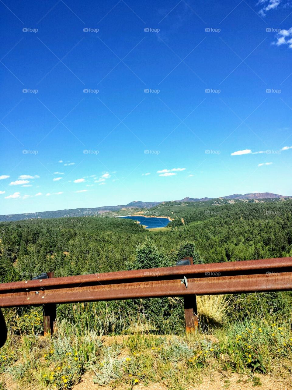 View of a lake from a higher elevation