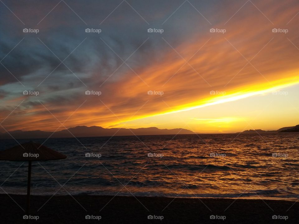 Sunset over the beach