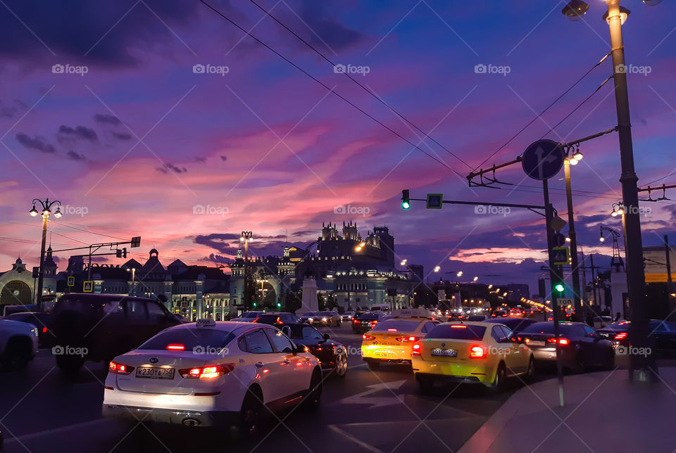 sunset in Moscow.  made with phone