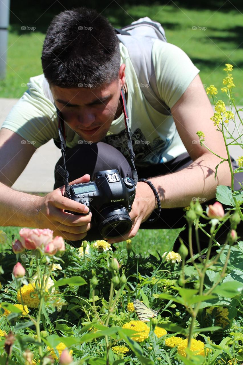 Taking a shoot of a butterfly