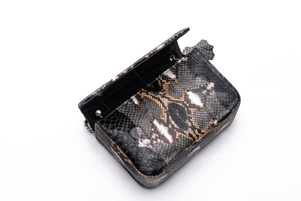 Handmade python leather bag.