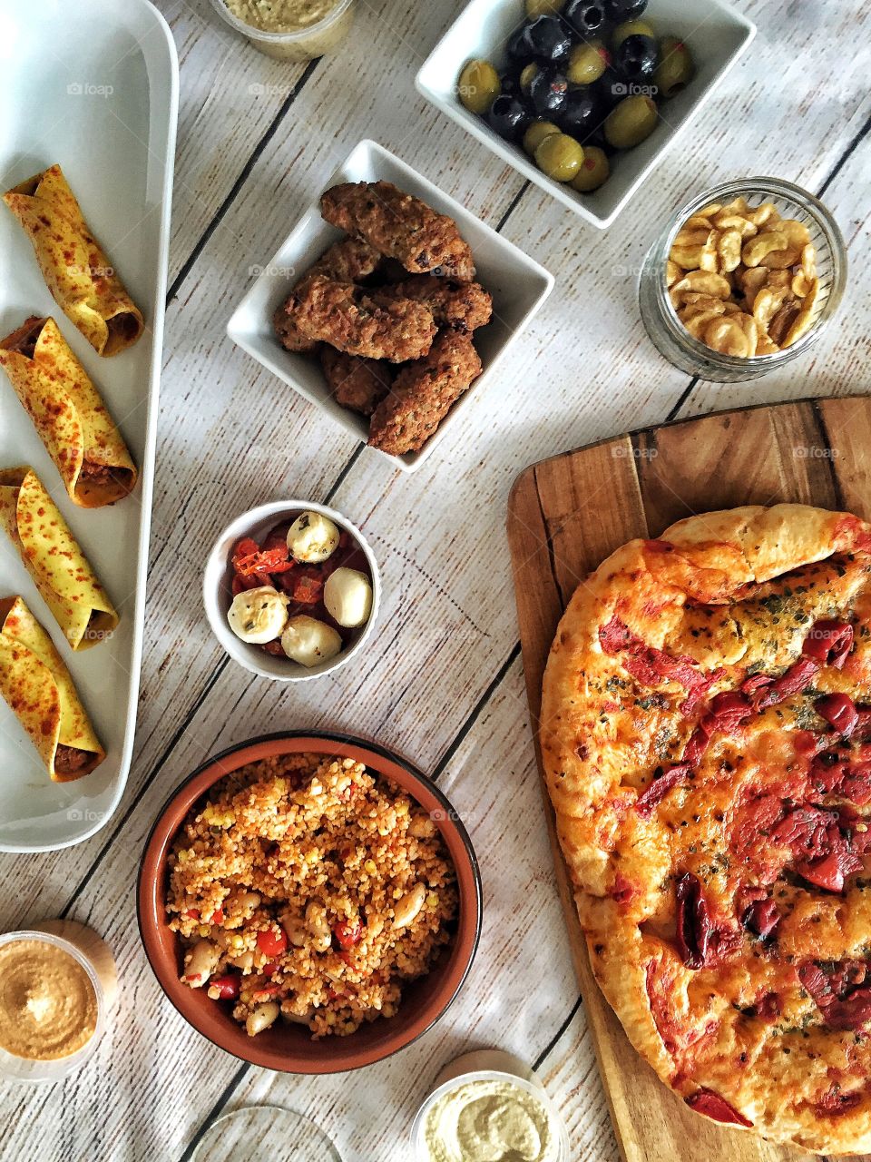 food on wooden table