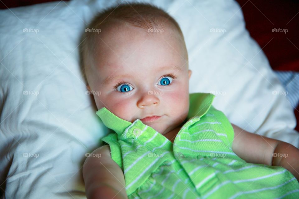 Little baby girl with blue eye