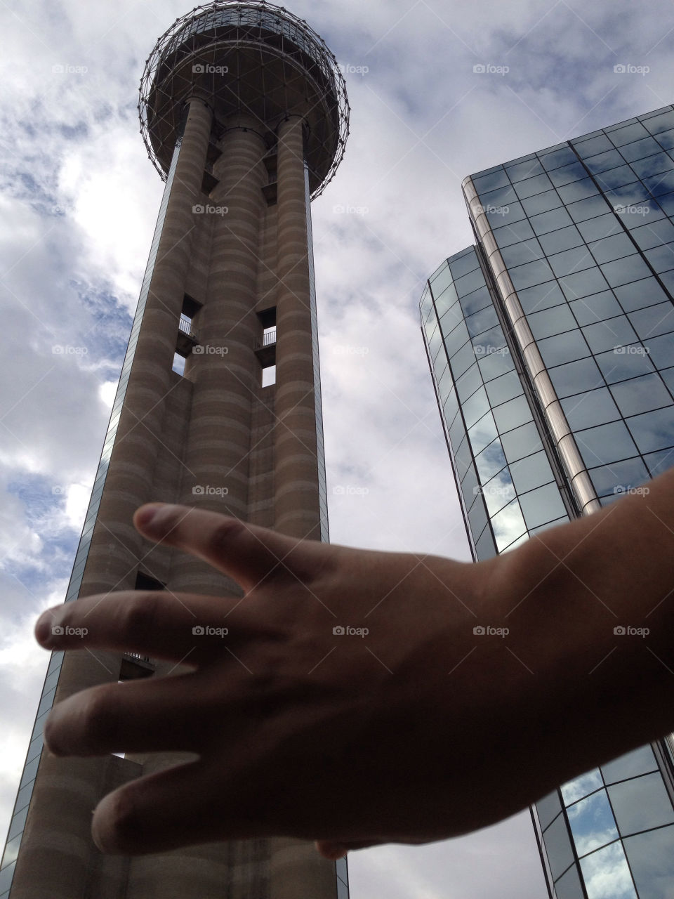 Grabbing Reunion Tower downtown Dallas