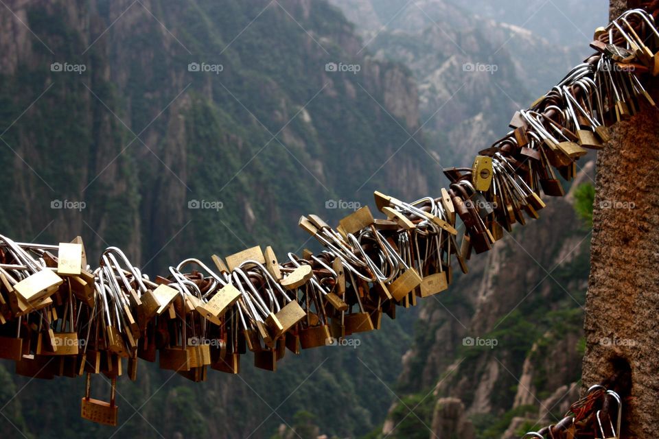 Lock chain on mountain