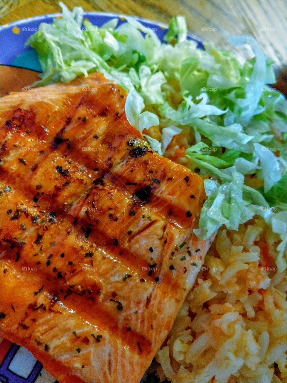 grilled and seasoned salmon