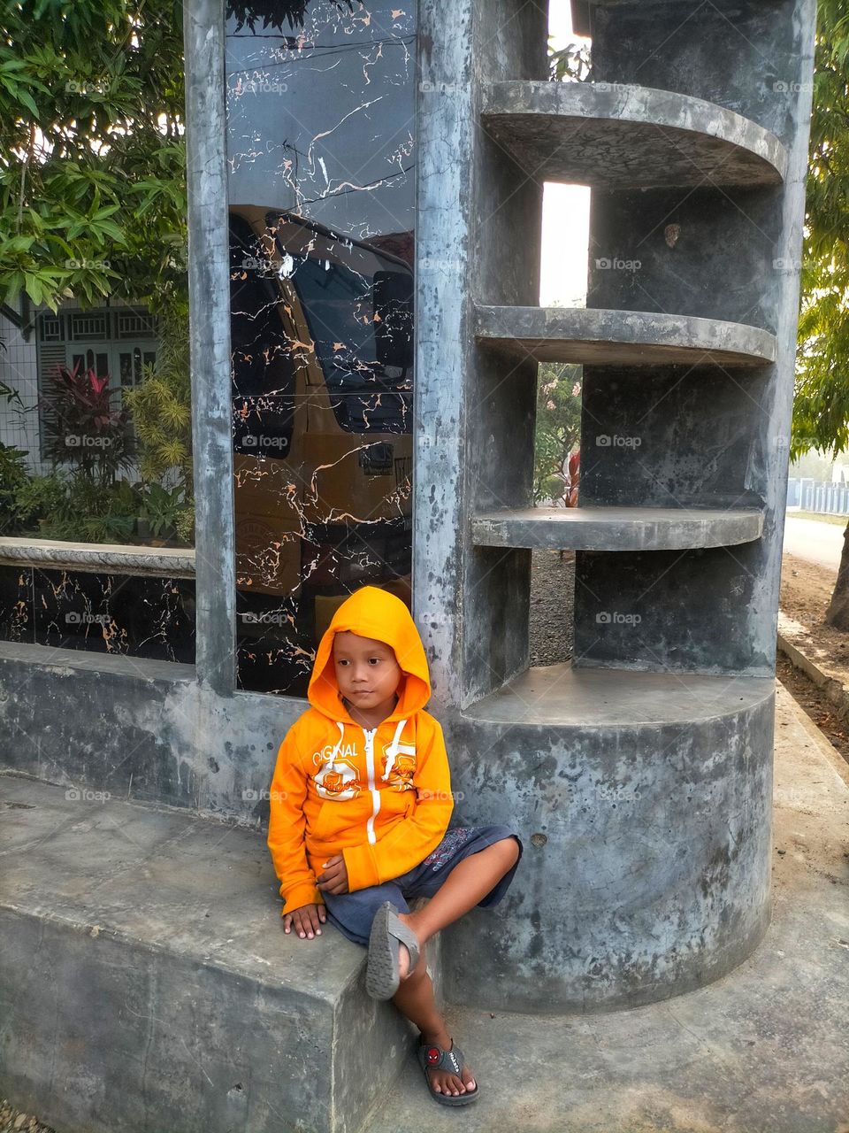 little boy enjoying his solitude