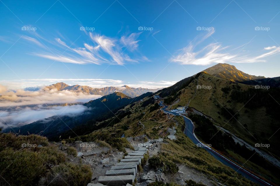 Beautiful mountain and sea of clouds natural landscape