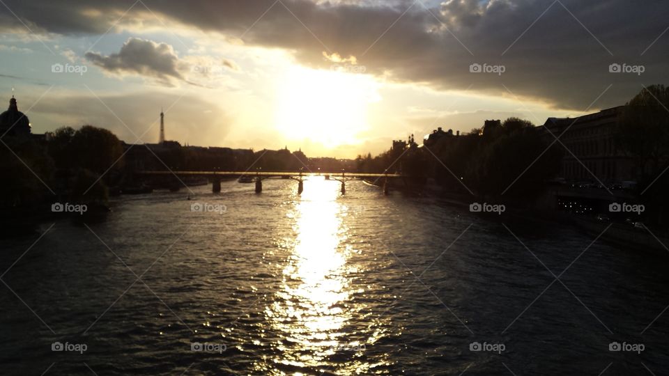 stormy sunset over the Seine, Paris