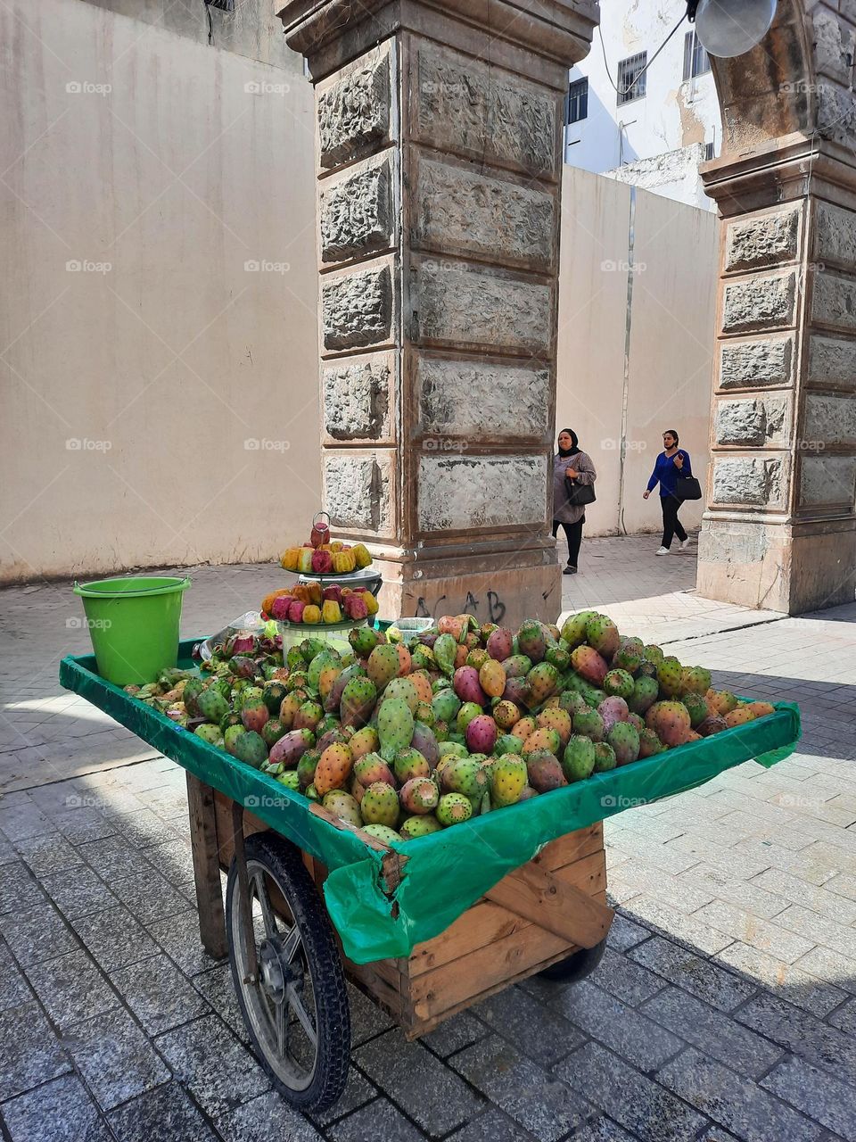 Colorful fruit in colorful city