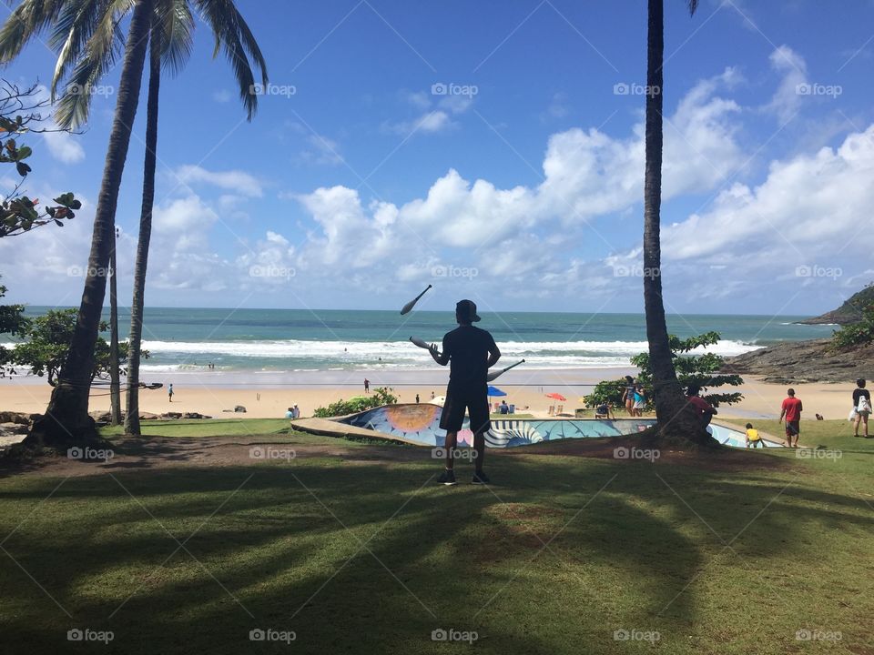 Juggling on the beach