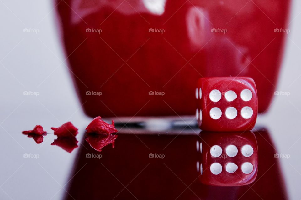 Close-up of a red dice