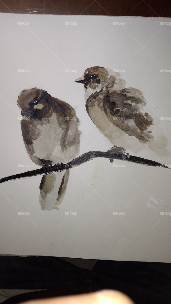 Painting a pair of birds, love not only belongs to humans, but all living things. This is a painting that represents the feelings of the human heart