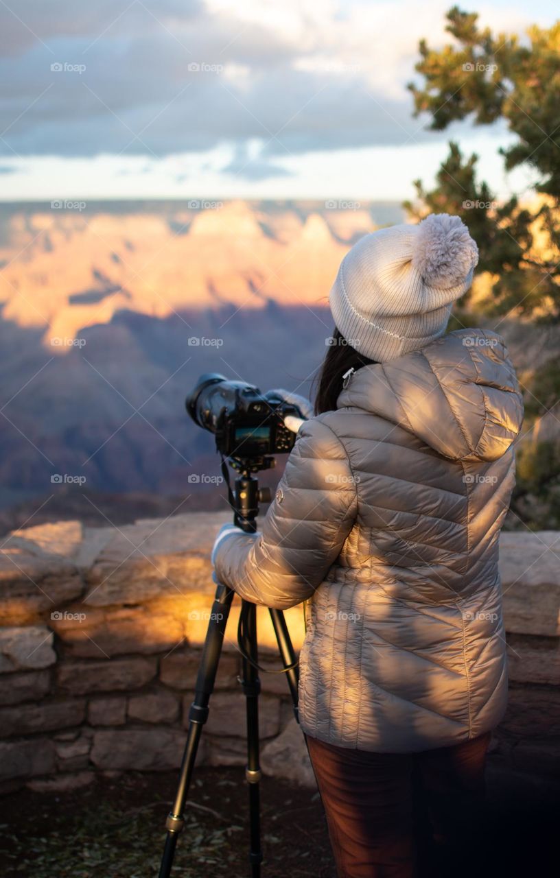 Photographer taking time lapse photos 