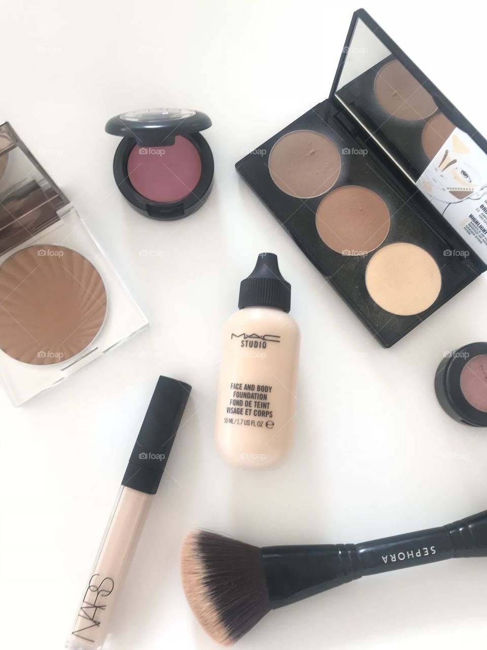 Makeup  products flat lay 